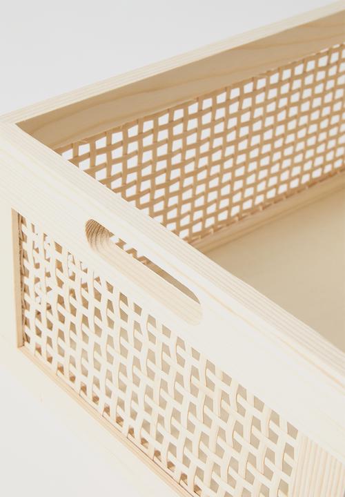 Pop Candy - Medium rattan detail storage box - light beige