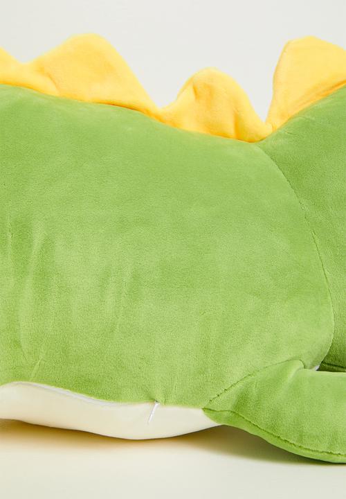 Pop Candy - Plush dino cushion - green & yellow