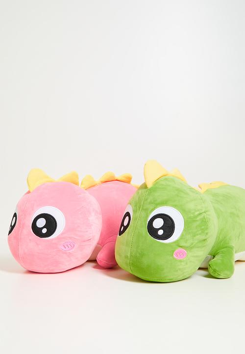 Pop Candy - Plush dino cushion - green & yellow