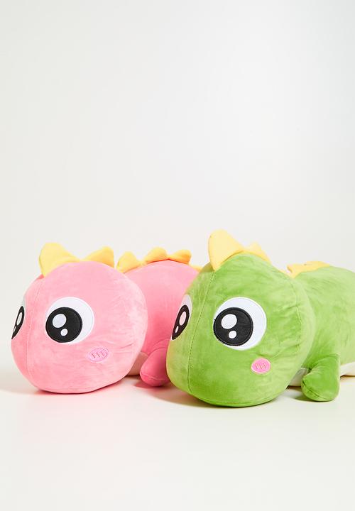 Pop Candy - Plush dino cushion - pink & yellow