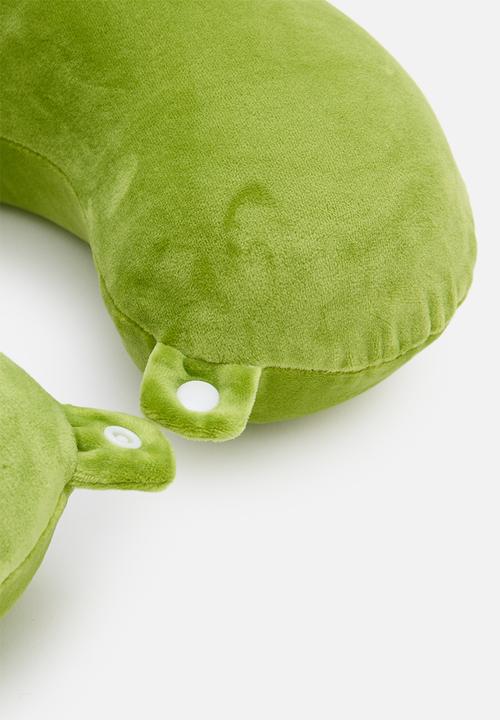 Pop Candy - Plush close-eyed character neck pillow set - moss green