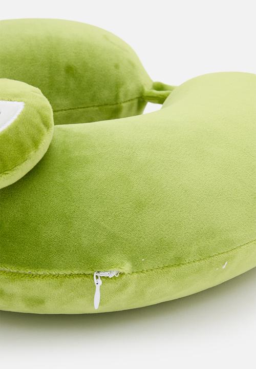 Pop Candy - Plush close-eyed character neck pillow set - moss green