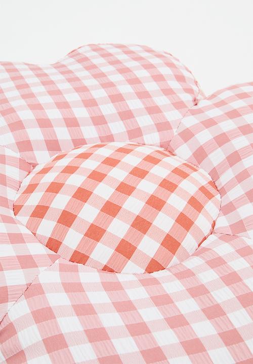 Pop Candy - Gingham flower-shaped cushion - pink/red