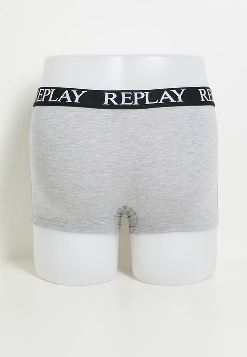 Replay - 3Pk Basic Cuff Logo Boxer  - Blue Multi