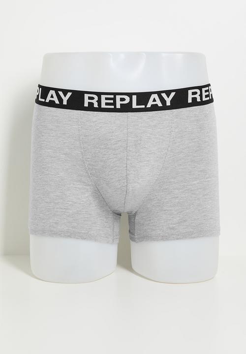 Replay - 3Pk Cuff Logo Boxer  - Grey Melange