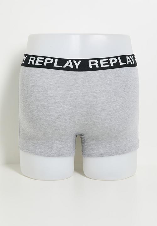 Replay - 3Pk Cuff Logo Boxer  - Grey Melange