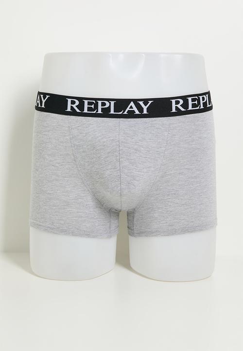 Replay - 3Pk Basic Cuff Logo Boxer  - Red Multi