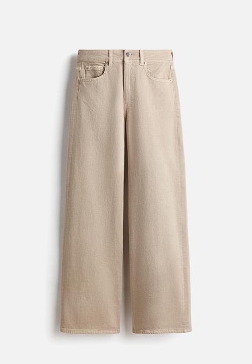H&M - Wide high waist jeans - beige