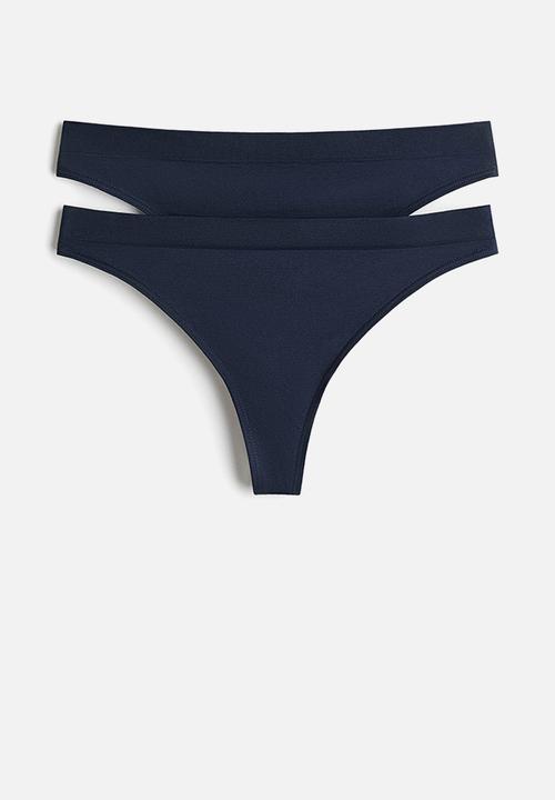 H&M - 2-pack seamless thong briefs - navy blue