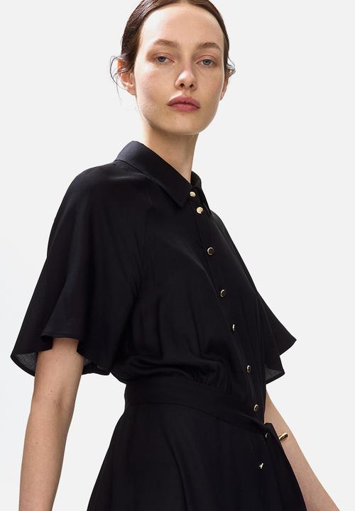 H&M - Tie-belt shirt dress - black
