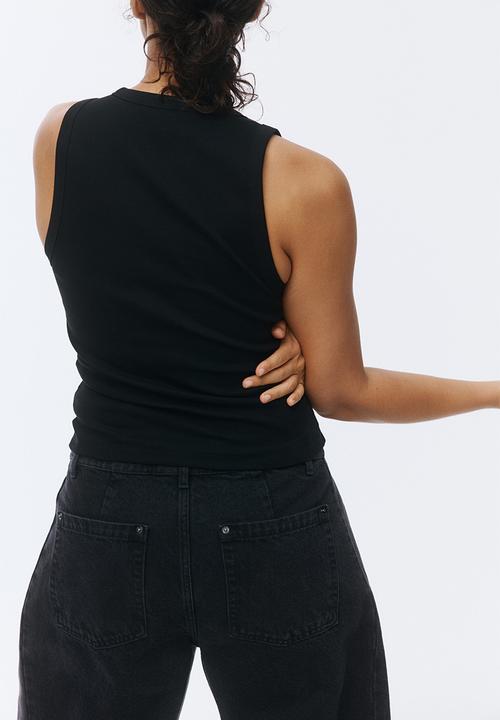 H&M - Ribbed vest top - black