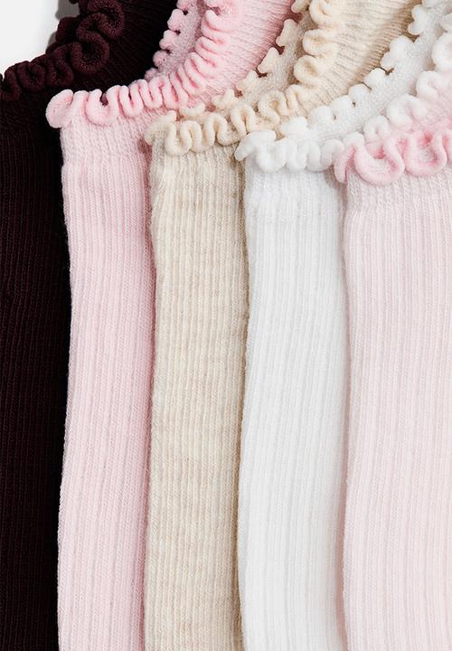 H&M - 5-Pack shaftless socks - pink/burgundy