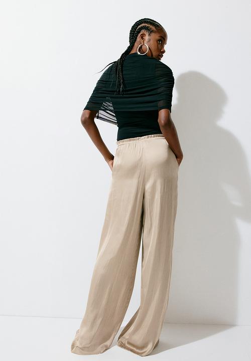 H&M - Satin drawstring trousers - beige
