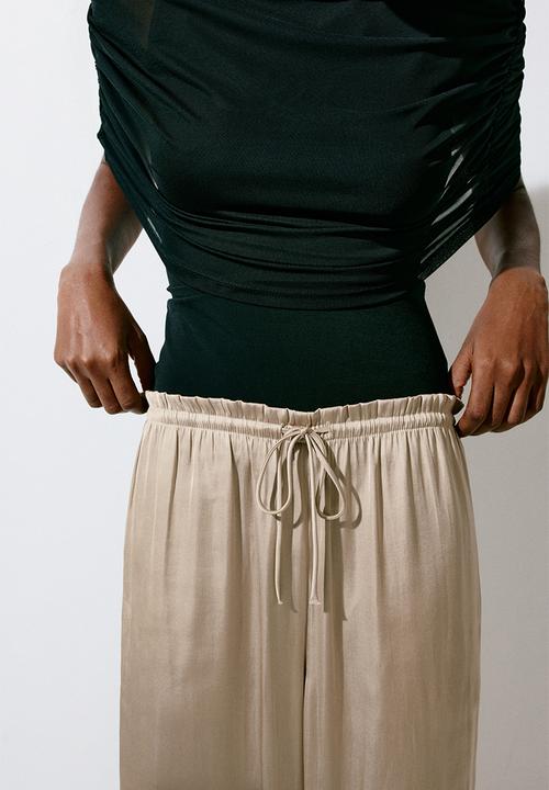 H&M - Satin drawstring trousers - beige
