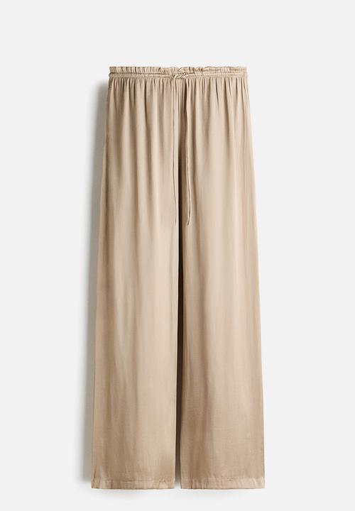 H&M - Satin drawstring trousers - beige