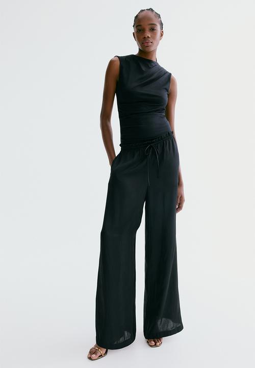 H&M - Satin drawstring trousers - black