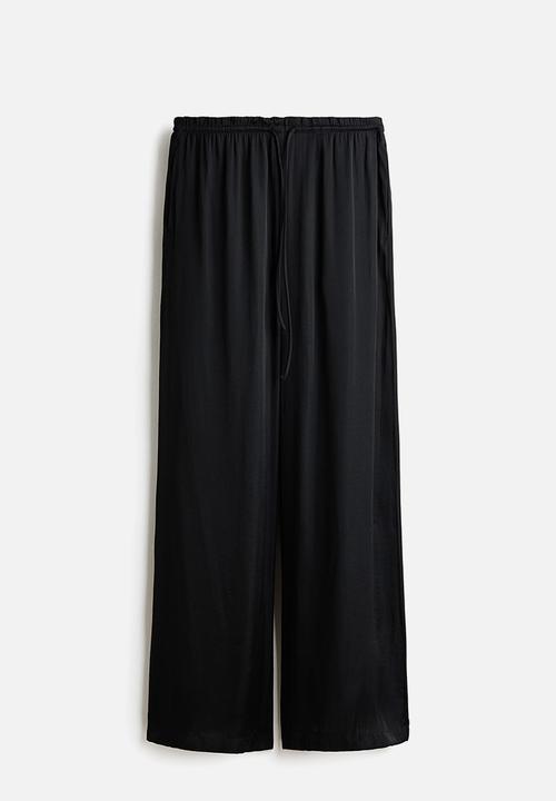 H&M - Satin drawstring trousers - black