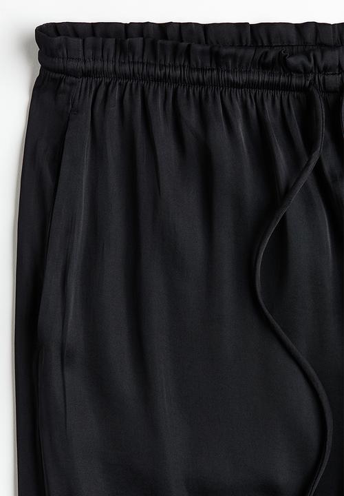 H&M - Satin drawstring trousers - black