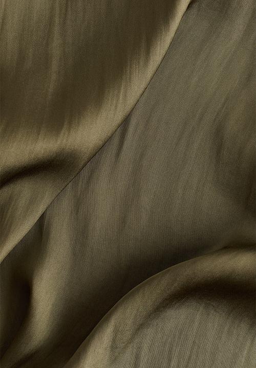 H&M - Satin drawstring trousers - dark khaki green