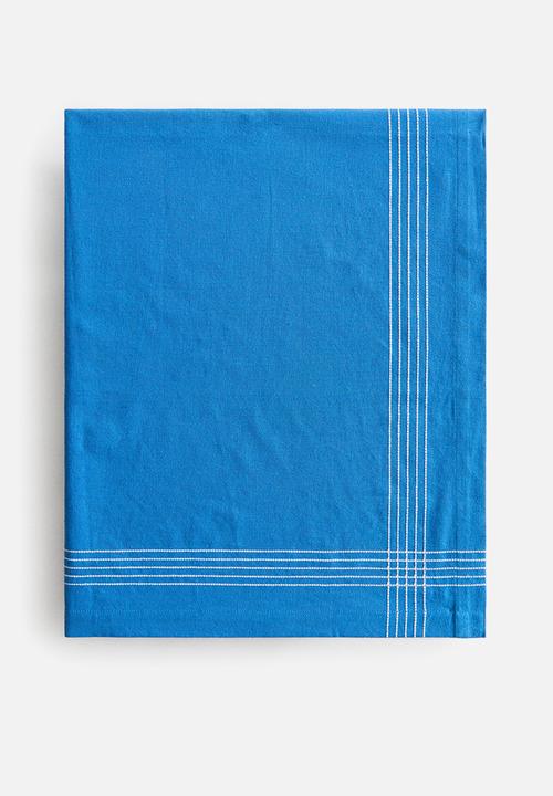 H&M - Embroidery-motif linen-blend tablecloth - blue/fish