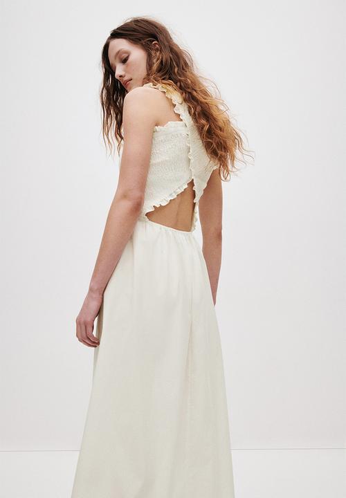 H&M - Smocked poplin dress - white