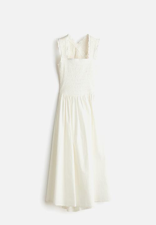 H&M - Smocked poplin dress - white
