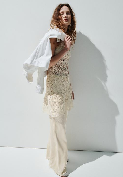 H&M - Sleeveless crochet-look dress - cream