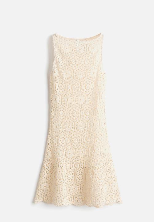 H&M - Sleeveless crochet-look dress - cream