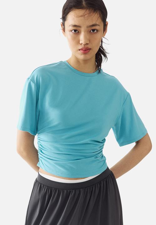 H&M - Ruched t-shirt - turquoise