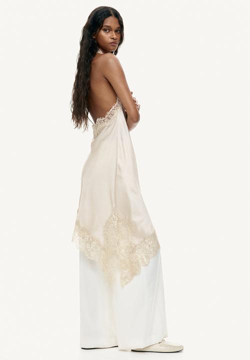 H&M - Satin halterneck dress - light beige