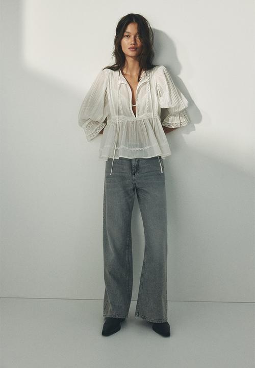 H&M - Lace-trimmed cotton blouse - white