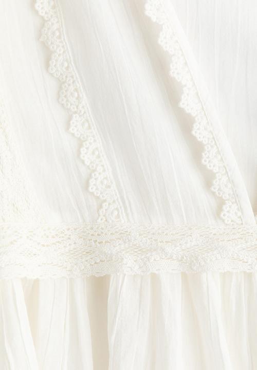 H&M - Lace-trimmed cotton blouse - white