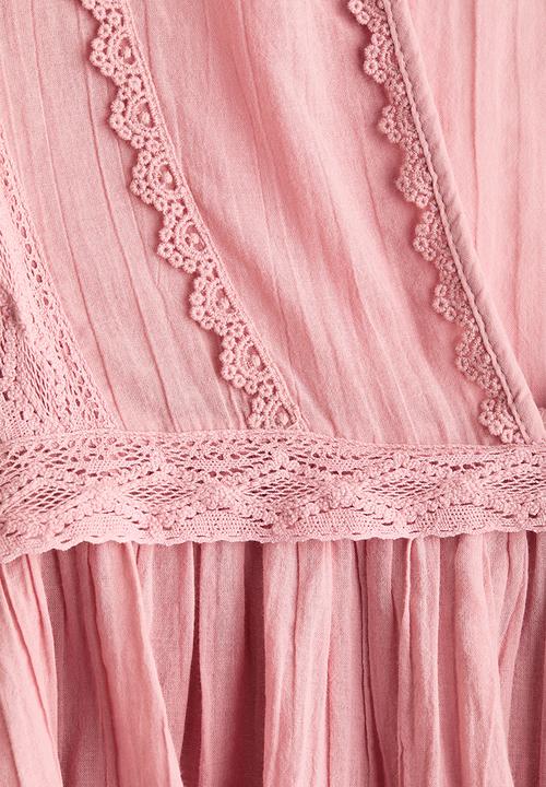 H&M - Lace-trimmed cotton blouse - pink