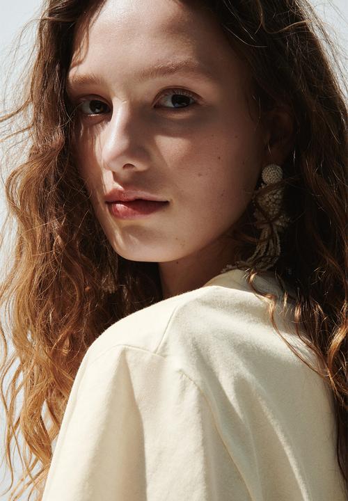 H&M - Appliquéd T-shirt - cream