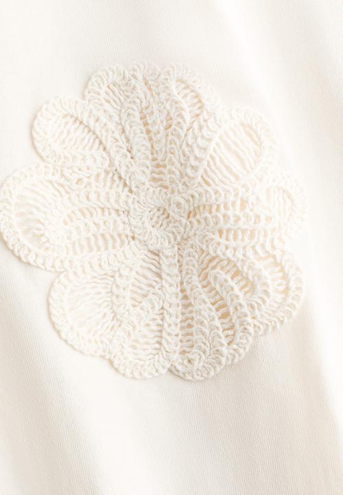 H&M - Appliquéd T-shirt - cream