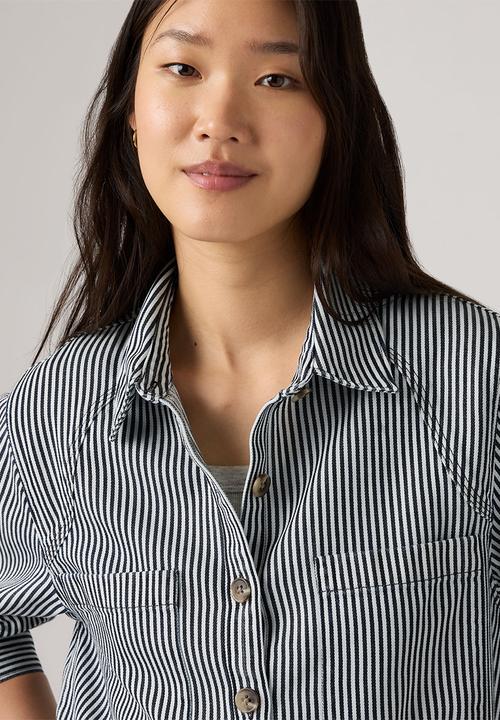 Levi’s® - Tini Ls Utility Shirt -  Afia Railroad Stripe Indigo Denim - Tencel