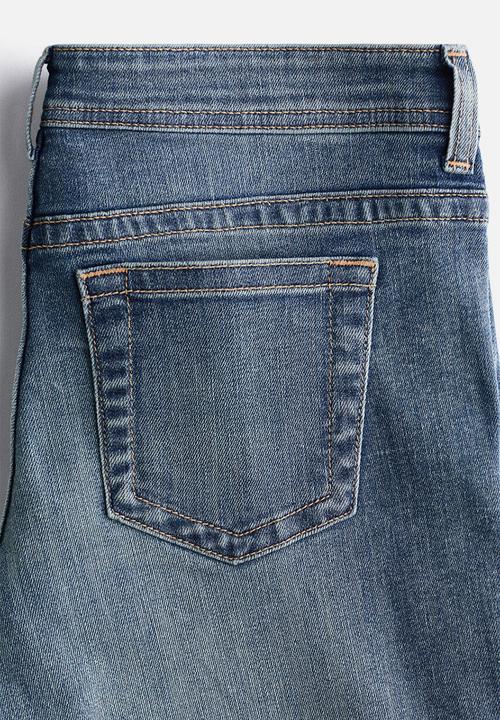 H&M - Flared leg ultra low waist jeans - denim blue