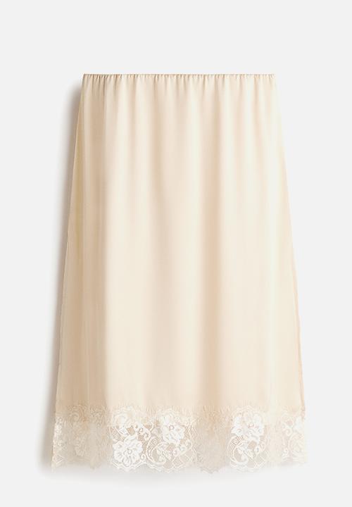 H&M - Lace-trimmed skirt - light beige