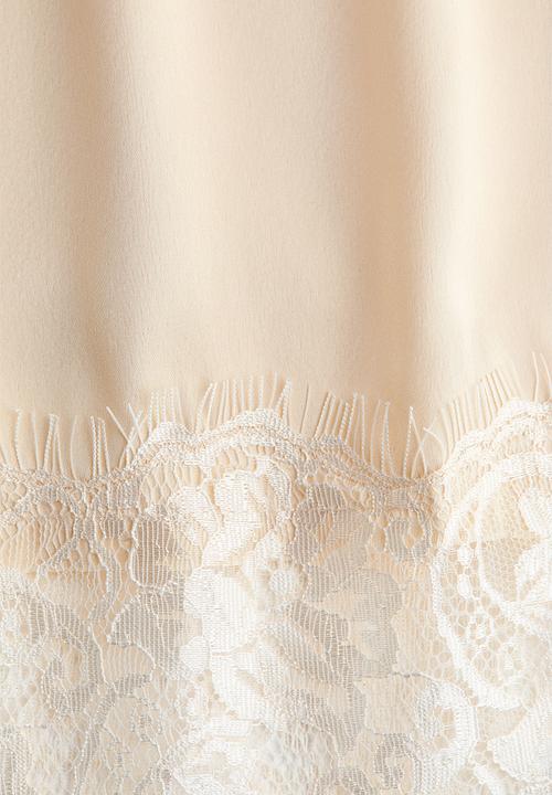 H&M - Lace-trimmed skirt - light beige