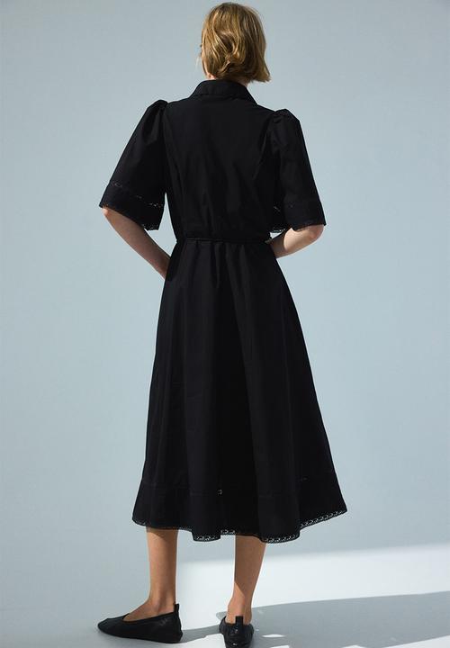 H&M - Pintucked cotton shirt dress - black