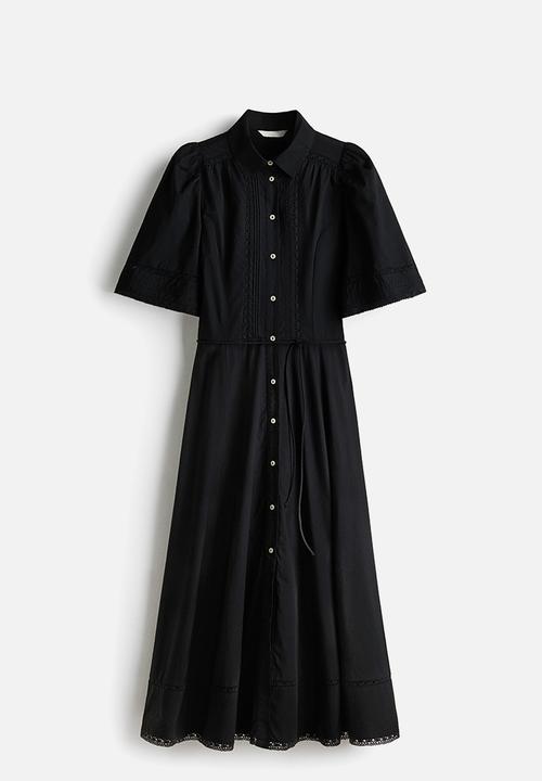 H&M - Pintucked cotton shirt dress - black