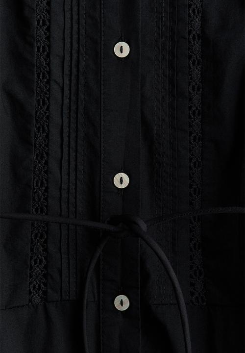 H&M - Pintucked cotton shirt dress - black