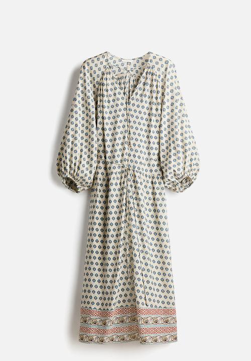 H&M - Oversized tunic dress - light beige/patterned