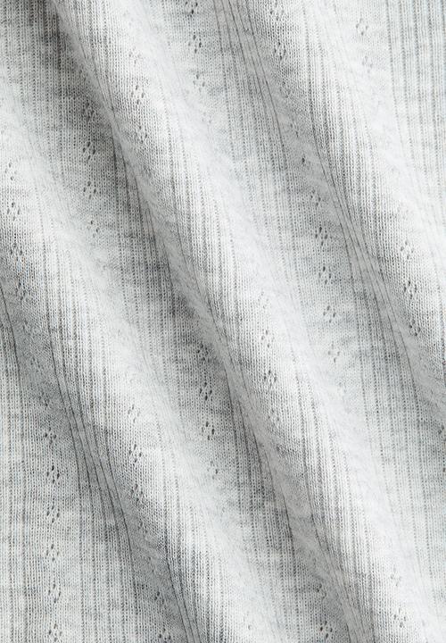 H&M - Pointelle-knit t-shirt - light grey marl