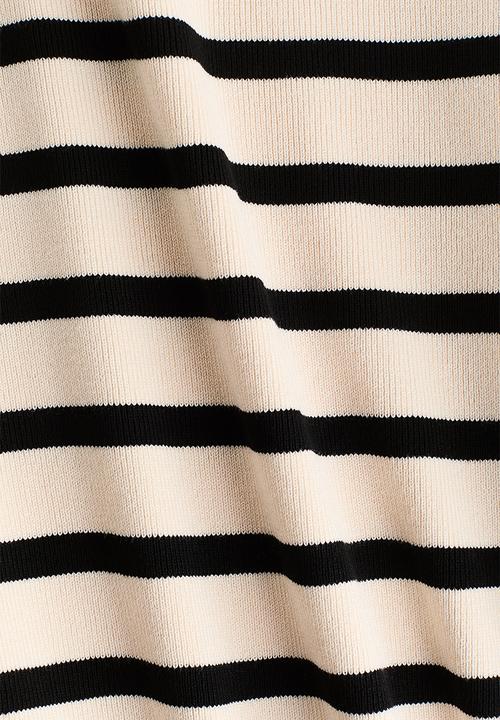 H&M - Knitted t-shirt - light beige/striped