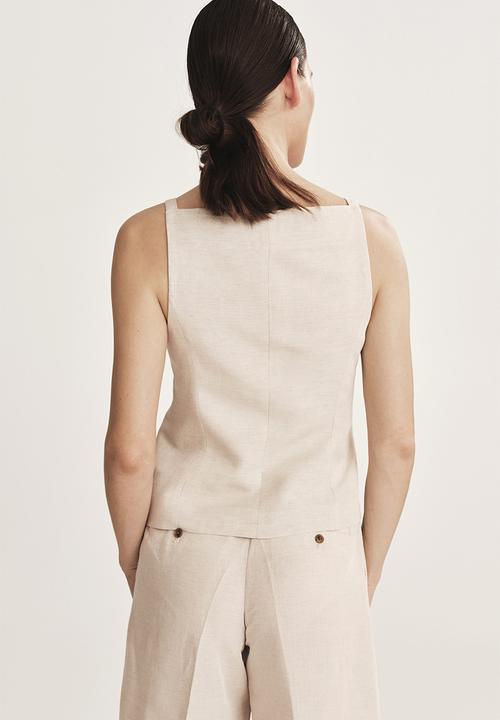 H&M - Linen-blend waistcoat - light beige