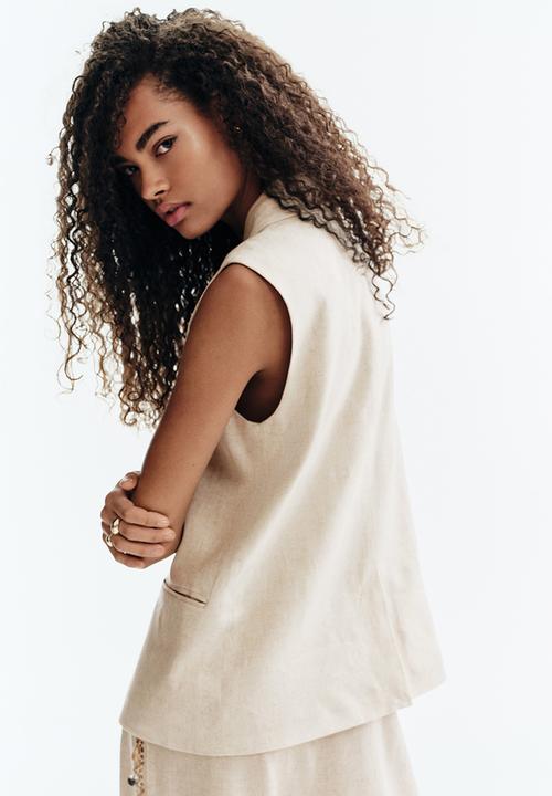 H&M - Linen-blend waistcoat - light beige