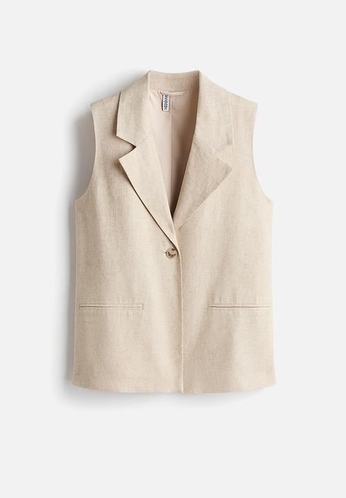 H&M - Linen-blend waistcoat - light beige