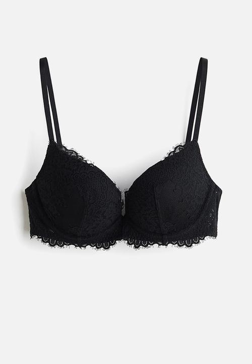 H&M - Lace super push-up bra - black