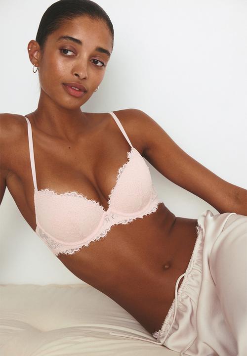 H&M - Lace super push-up bra - light pink